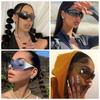 Punk Wrap Around Rimless Oversized Goggles One Piece Sun Glasses Shades Star Y2K Sunglasses