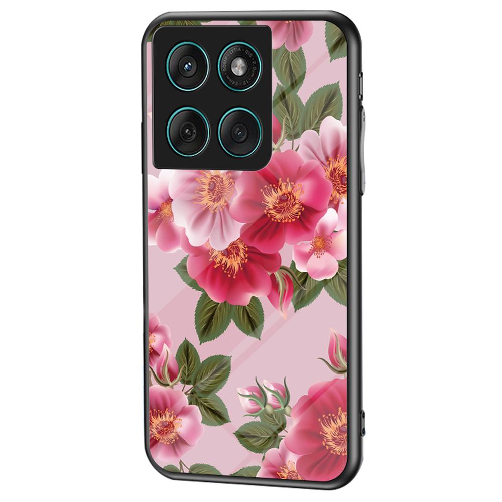 For Motorola Edge 60 Fusion 5G/Edge 60 5G Case Floral Pattern TPU+Tempered Glass Protective Phone Cover