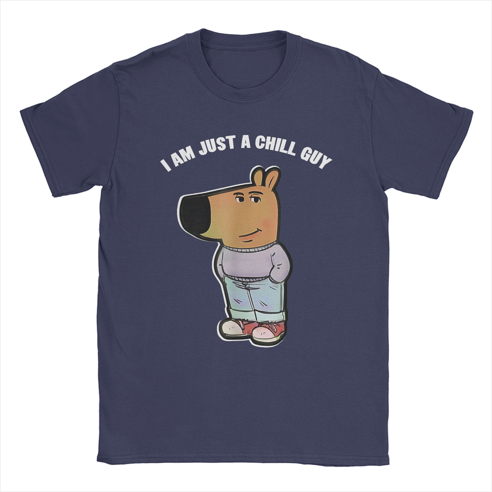 

Мужская футболка My New Character Is A Chill Guy Funny T Shirt Cute Human Dog Чистый хлопок Одежда Funny Crewneck Tee Shirt Подарочные футболки XXXXXL темно-синий