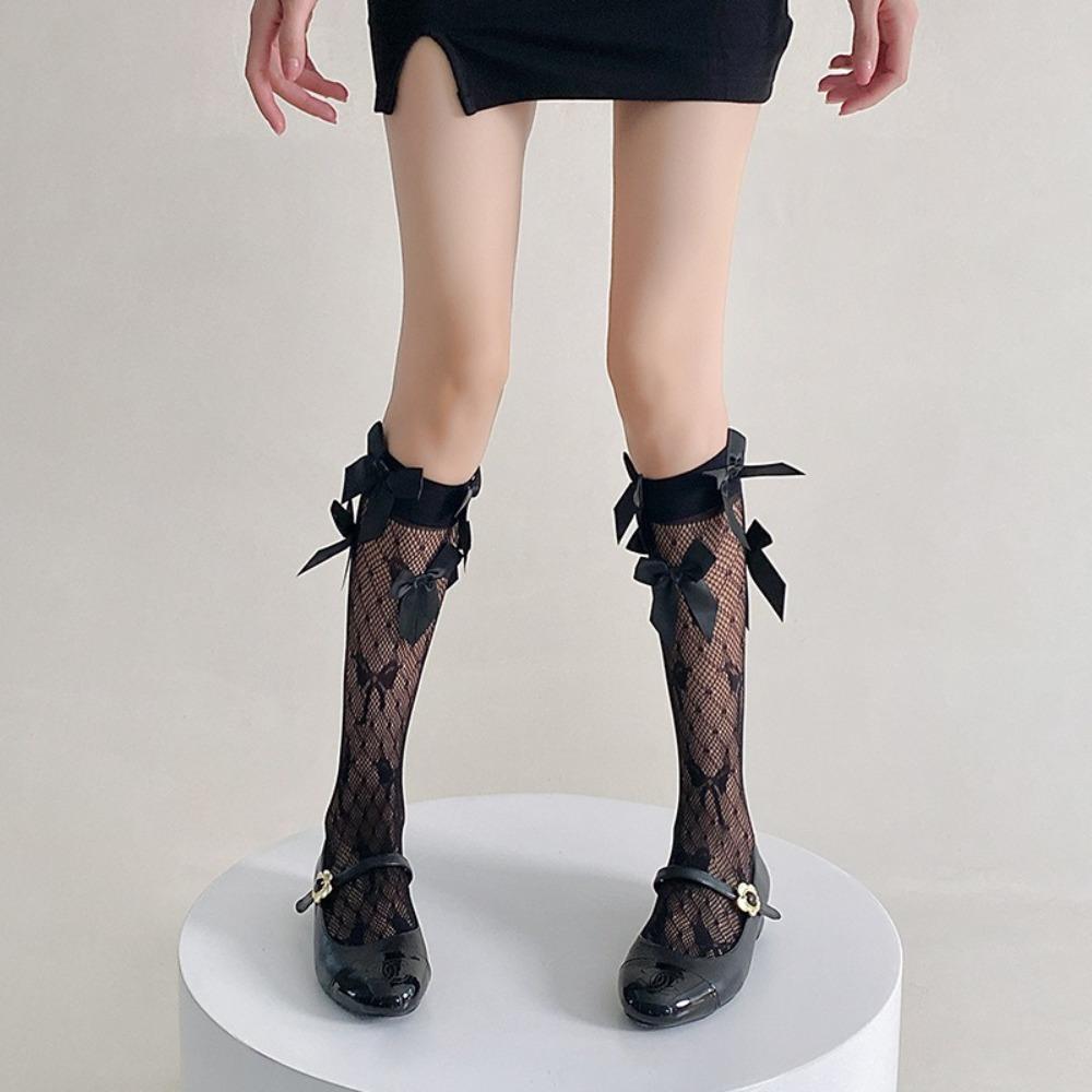 Bowknot Female Hosiery Breathable Bow Middle Tube Socks New Compression Stocking  Toddler Girl
