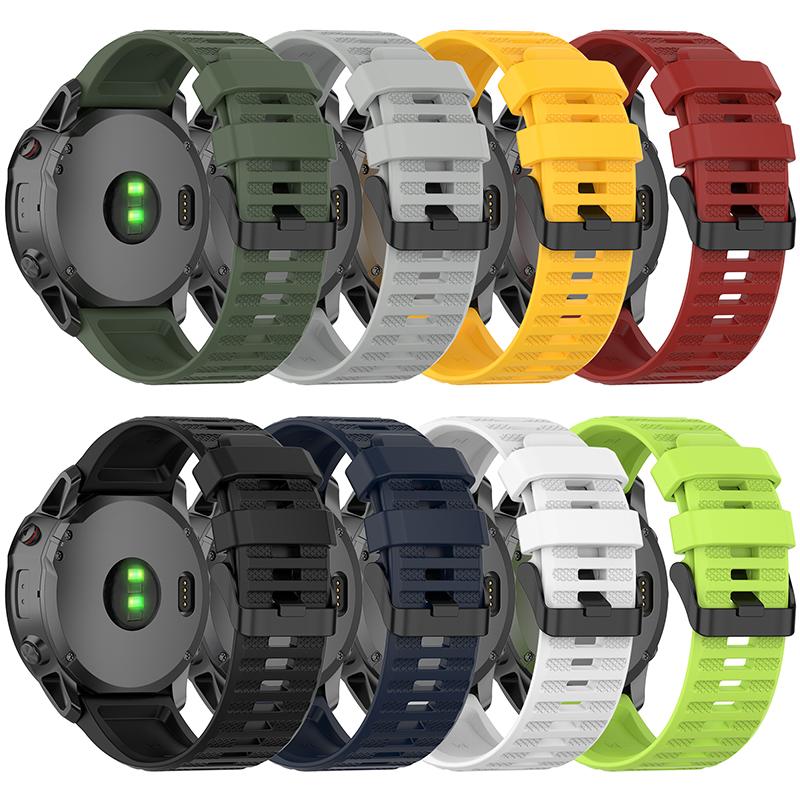 22mm Solid Color Silicone Watch Strap Wrist Band for Garmin Forerunner 570 47mm/Fenix 3 5 6 7/Descent G1/Forerunner 935/945/955