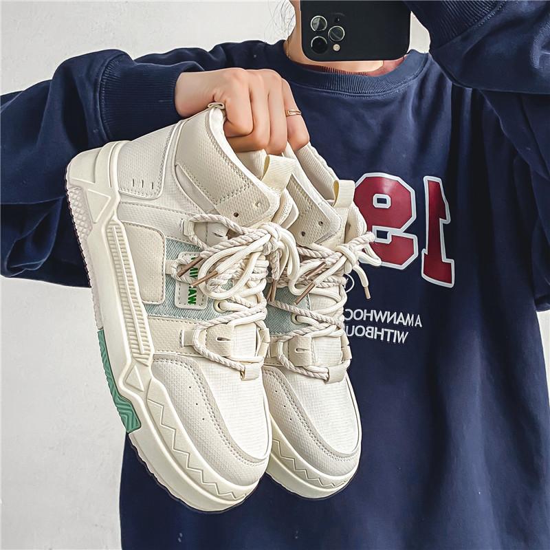 Neue Herren Klassische Vier Jahreszeiten Mode Hohe High-Top Schuhe Mit Dickem Sohle Für Skateboarden Bequeme Weiche Sohle Basketball Sneaker