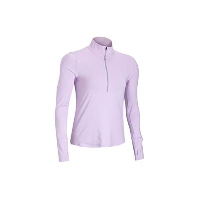 Einfarbige Lässige 1/2 Reißverschluss Stehkragen Schlank Geschnitten Langarm T-Shirt Damen Oberteile Lila 1379349-543