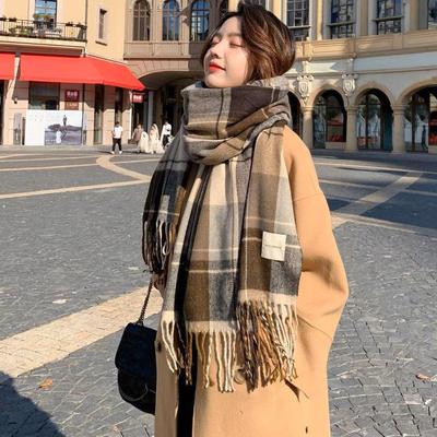 Korean Style Plaid Scarf for Women & Men - Thick, Warm Imitation Cashmere Shawl for Autumn & Winter
