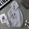 Autumn Winter Crescent Moon Pendant Printed Hoodie Sweatshirt Unisex Casual Style Top Korean Trend Couple Matching Shirt CYXX335