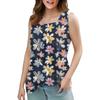 Square Collar Tank Top Women Print Tank Tee Casual Loose Fit Sleeveless Shirt