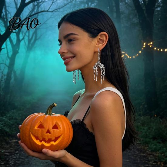 Niche Personalized Jewelry 1 Pair Gothic Skeleton Earrings for Women, Spooky Articulated Skull Dangle Jewelry, Punk Halloween Party Costume
