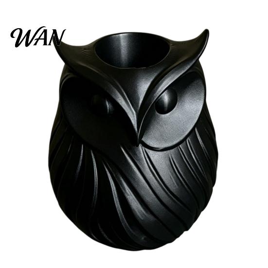 Student Desk Organizer 3D Printed Owl Pen Holder, 2 in 1 Flower Vase Multifunctional Container Organizer, Cute Plastic Makeup Brush Home Office Decor