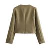 Autumn Cropped Jacket for Women Coat Winter Crop Jacket Tweed Round Neck Long Sleeved Demi-season Jacket Bomber Outerwears