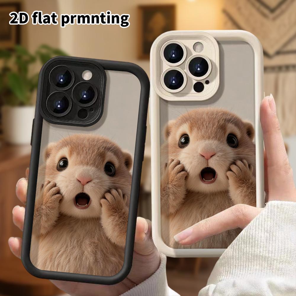 Phone Case: 2D Flat Design for iPhone 13 To 18 Pro, Stepped Protective Case, Surprised Groundhog, Christmas and Halloween Gift