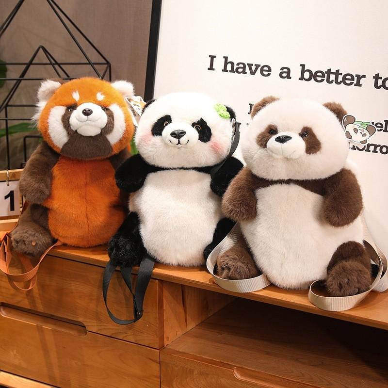 Plush Panda Toy Cartoon Child Bedroom Decoration Scene Doll Raccoon Backpack