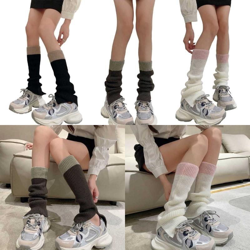 Womens Lolitas Knit Long Socks Flared Leg Warmers Harajuku Booties Socks Winter Warm Ankle Heap Socks