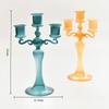 Creative 3 Heads Retro Glass Candlestick Romantic Candlelight Dinner Colorful Candle Stand  Home Decor Wedding Party Decoration
