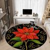 1pc Poinsettia Flower Chair Carpet for Office, Round Non-Slip Durable Large Size Office Carpet, Suitable for Office, Beautiful Decoration