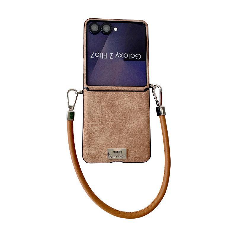 Samsung Z Flip7 Sheepskin Texture Case - Drop-Proof, Anti-Scratch PC with Anti-Lost Lanyard