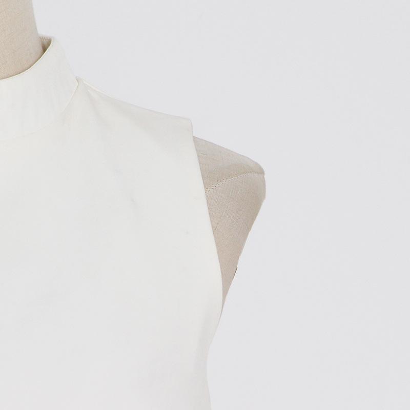 Krótka sukienka damska letnia półwysoki dekolt bez rękawów jednolity kolor prosta