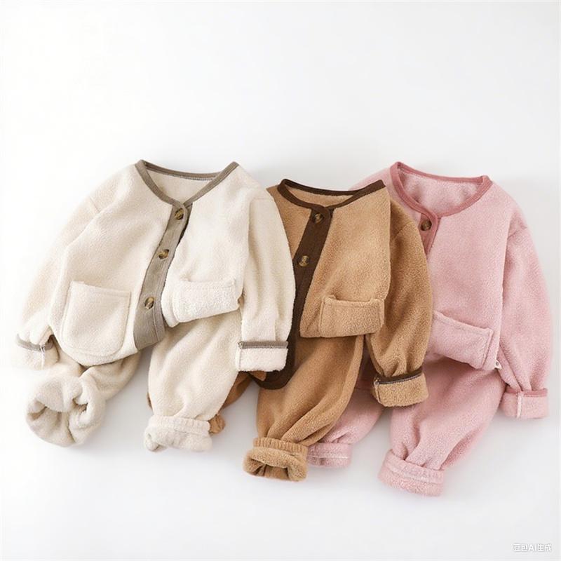 Autumn Winter Sets Children's Padded Suit Girls' Warm Pajamas Outfits Boys' Coat Trousers 2Pcs Children's Clothing