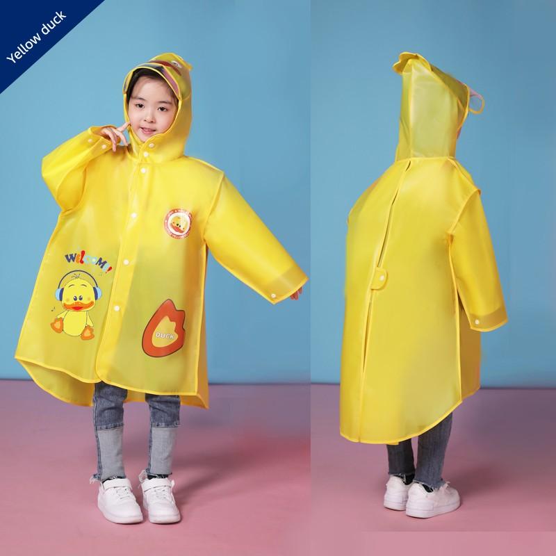 Children's Raincoat for Boys and Girls with Backpack Space, Double Placket, Large Brim, Rainproof, Outdoor Use, Student-Specific Rain Poncho for