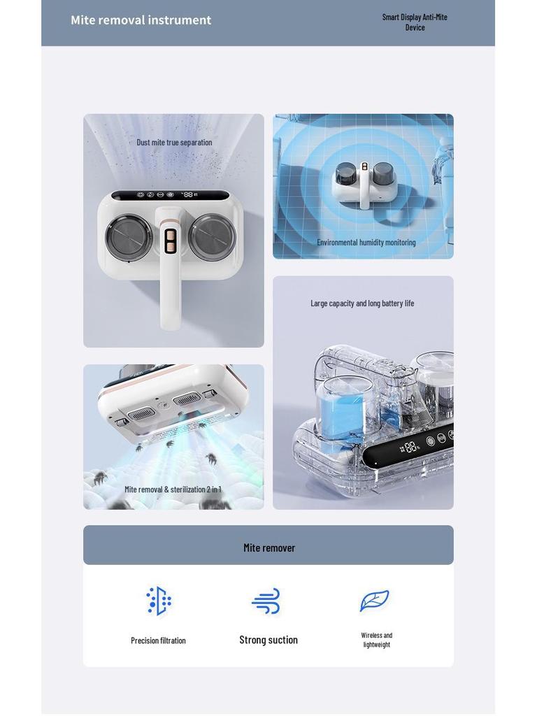 High-Suction Wireless UV Anti-Mite Vacuum Cleaner for Efficient Mite Removal and Sterilization