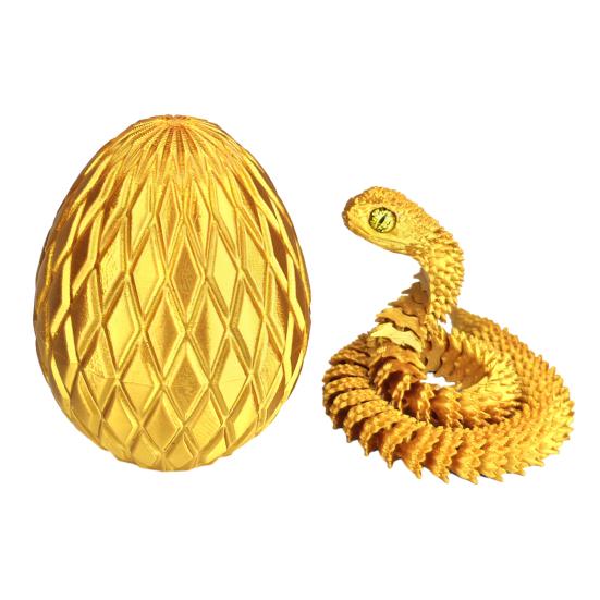 Ovo de Cobra com Cobra Impressa em 3D Dentro Juntas Móveis Estatueta de Cobra Cobra Articulada Brinquedo Fidget de Mesa Decoração Ornamento