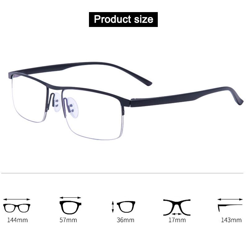 Progressive Multifocal Reading Glasses Blue Light Blocking Half Frame Bifocal +1.00 to +4.00 for Men Women Presbyopia Eyeglasses