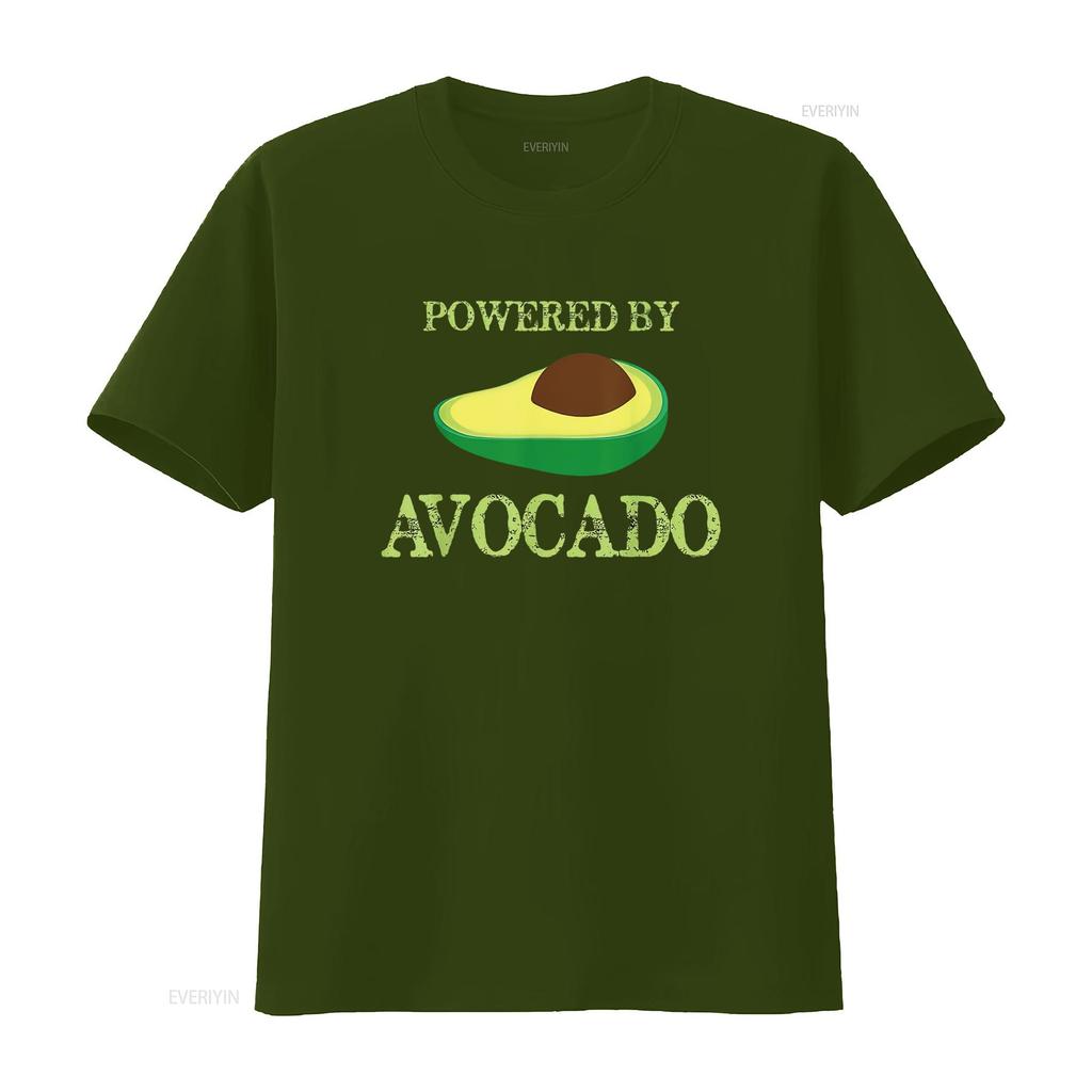 Mens Powered By Avocado T Shirt Funny V3 Black vintage Washed streetwear Breathable homme Top For Everyday Wear Comfortable