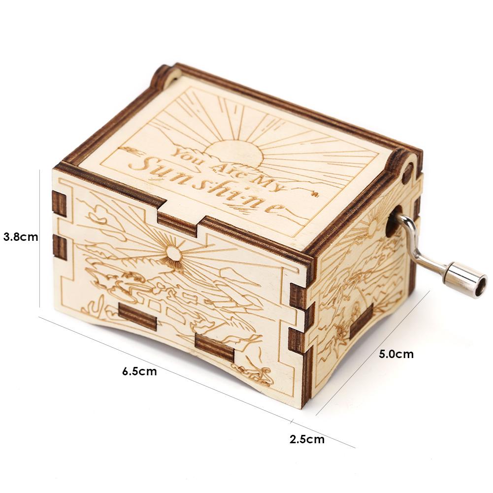 You Are My Sunshine Wooden Music Box Vintage Hand Cranked Music Box Creative Decorative Music Box Christmas Decor Exquisite Gift