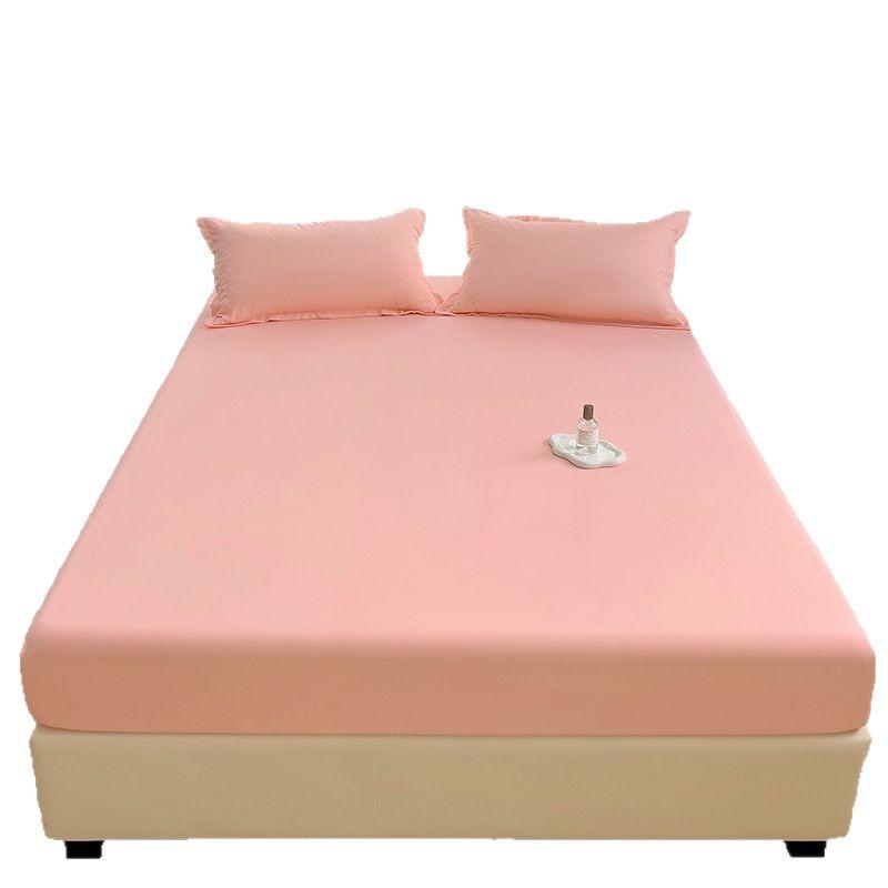 Four Seasons Skin-friendly Washed and Brushed Solid Color Pillowcase Protective Cover Double Fitted Sheet Taiwan Bed Bag