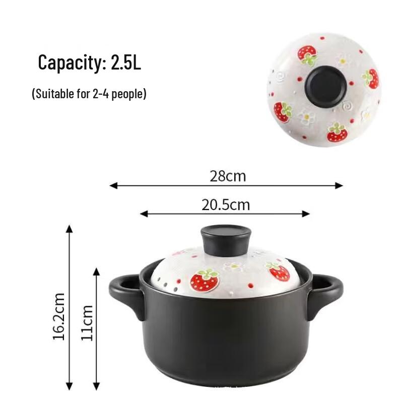 

ZMR Hand-Painted Strawberry Ceramic Casserole Pot