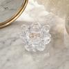 Decorative Glass Candle Holder Crystal Lotus Flower Tealight Holders, Tea Light Candlestick Decor Thick with Deep Grooved Plate, Multifunctional