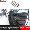 Car Inner Side Window Lift Switch Strip Cover Trim For Toyota Highlander XU70 Kluger Hybrid -2024 Wood Grain Accessories