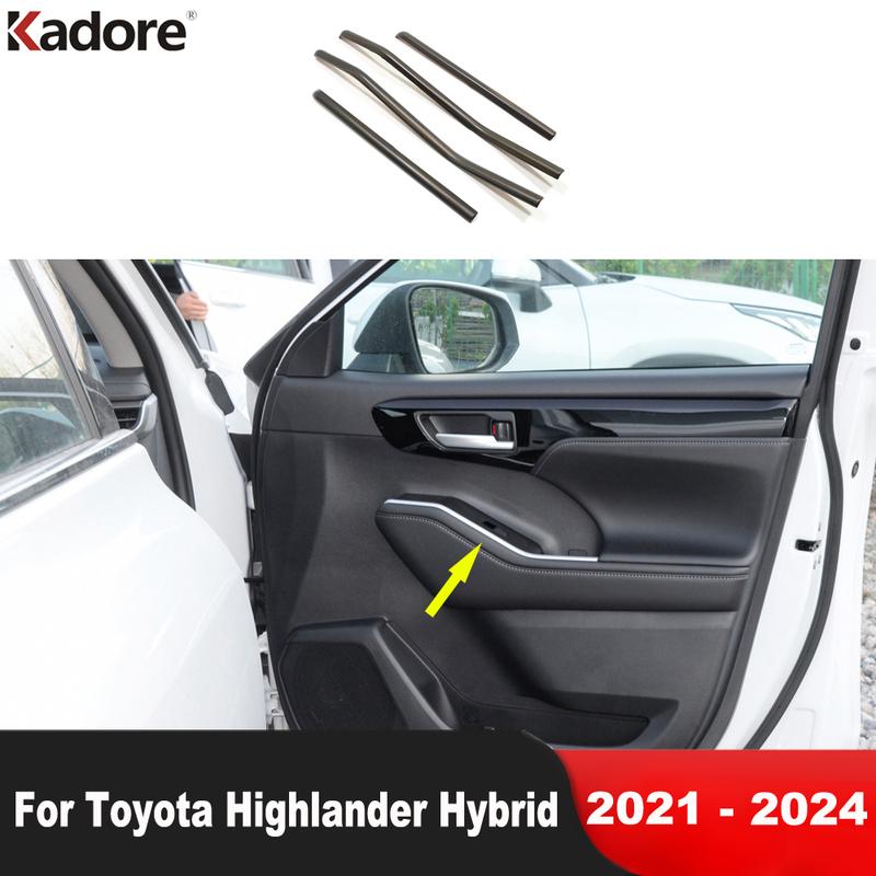 Car Inner Side Window Lift Switch Strip Cover Trim For Toyota Highlander XU70 Kluger Hybrid -2024 Wood Grain Accessories
