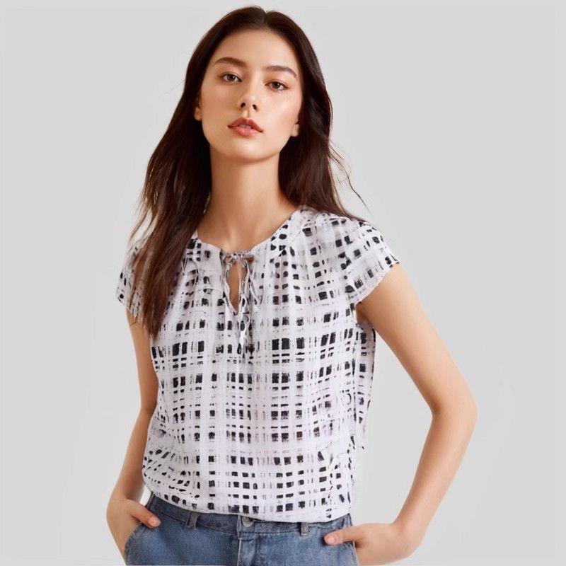 

Floral French Style Oversized Waistcoat Vest Tops Short Sleeve Black and White S