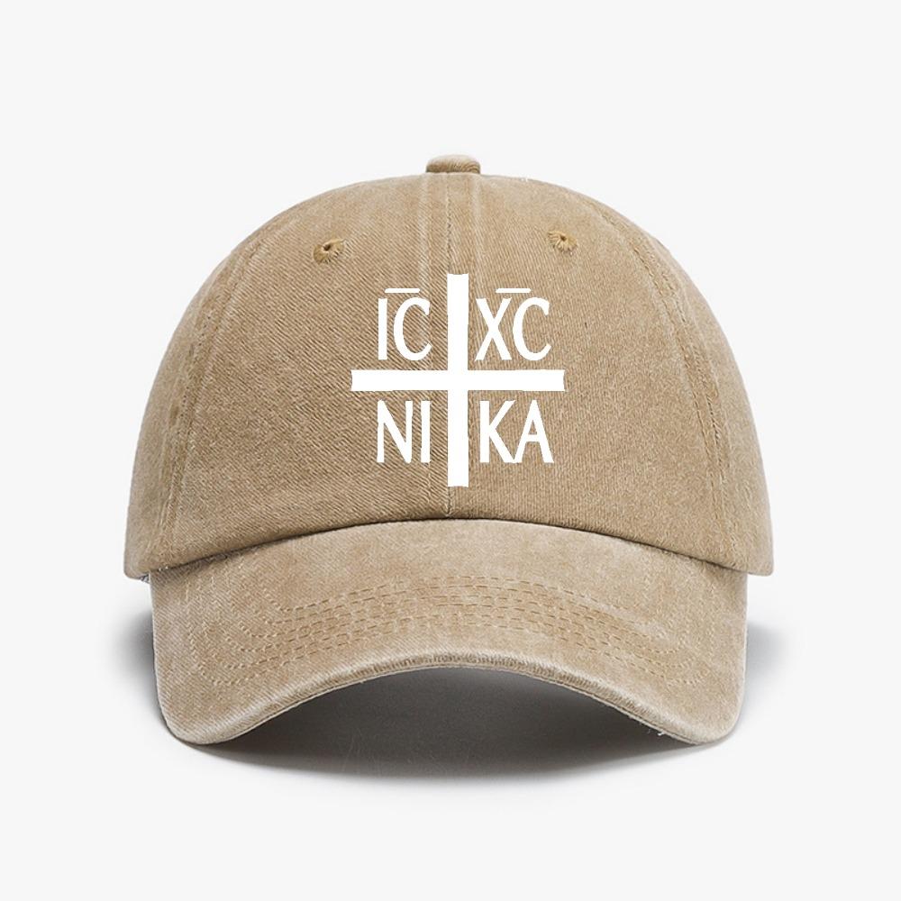IC XC NIKA Orthodox Christian Cross Washed Denim  Baseball Cap fashion Adjustable Dad Hat Casual Unisex sun hats