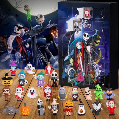 Halloween-Puppen-Adventskalender enthält 24 Geschenke, Halloween-Horrorfiguren-Adventskalender, Halloween-Countdown-Kalender mit Überraschungsspielzeugen