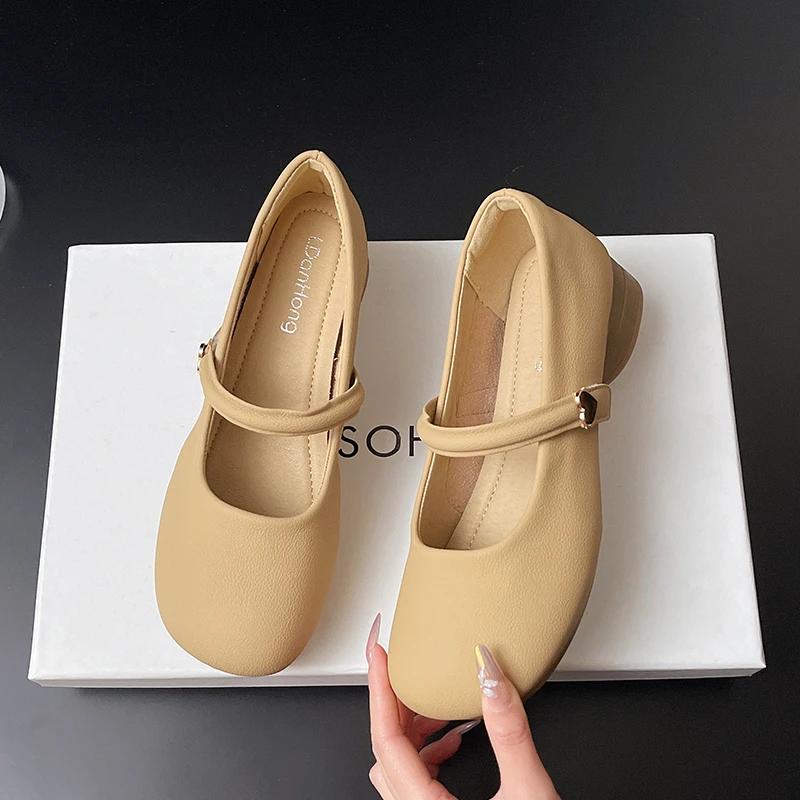 Round Toe Shoes for Women 2025 Gothic White Mary Jane Flats Ladies Summer Footwear Moccasins Black Japanese Style Lolita Cute