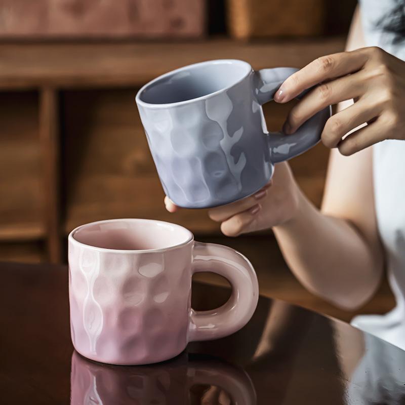 Ceramic Thick Handle Mug Round Large-Capacity Drinking Cup Household Daily Milk Oat Cup High Value Couple Cup