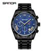 Sanda Men's Waterproof Business Watch - Steel Band, Luminous, with Small Seconds and Simple Calendar.