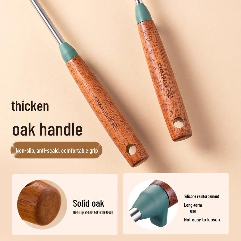 Camellia Premium 304 Stainless Steel Oak Handle Pot Ladle