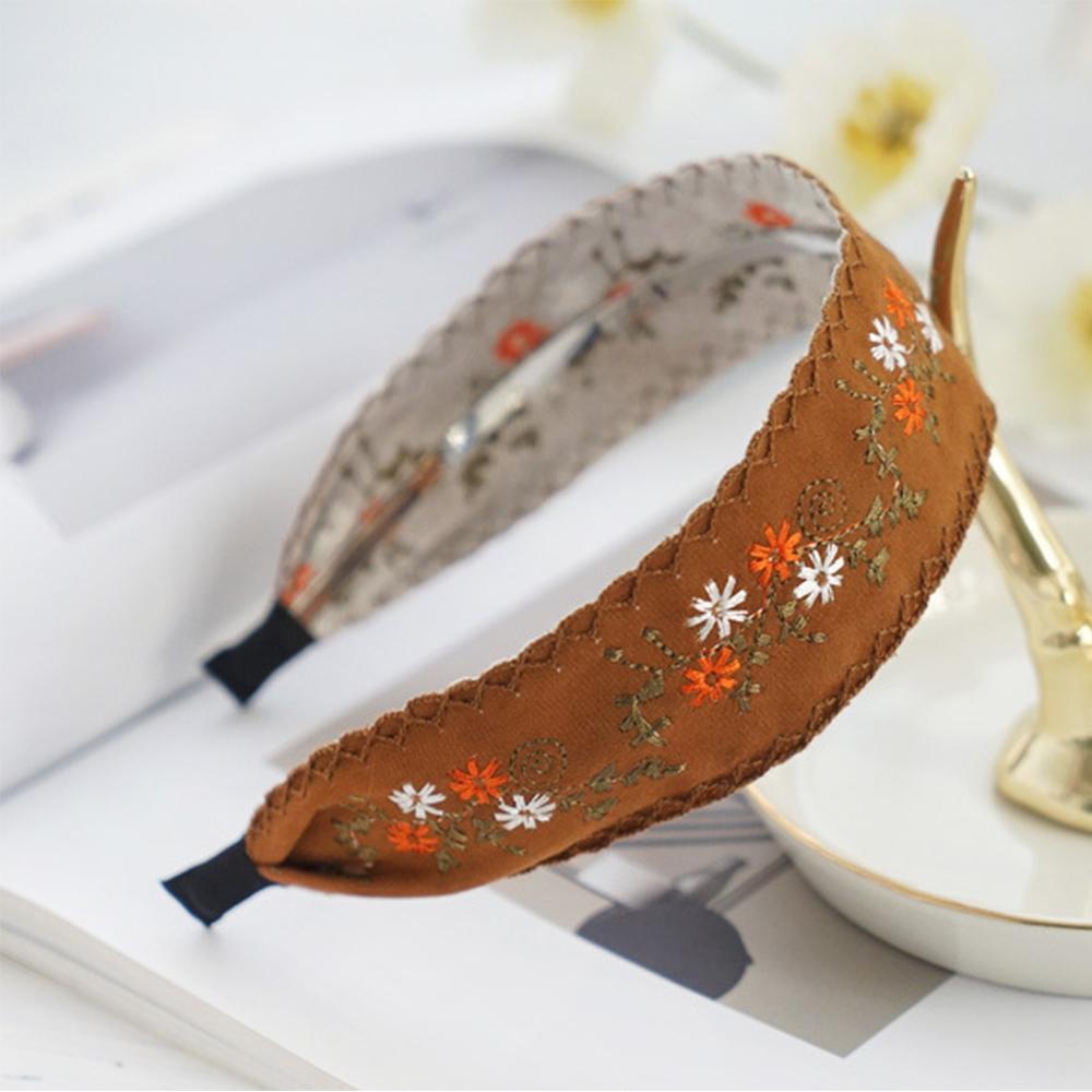 

Fashion Women Vintage Floral Retro Headband Hair Hoop Embroidery Hairband Hair Accessories кофейный