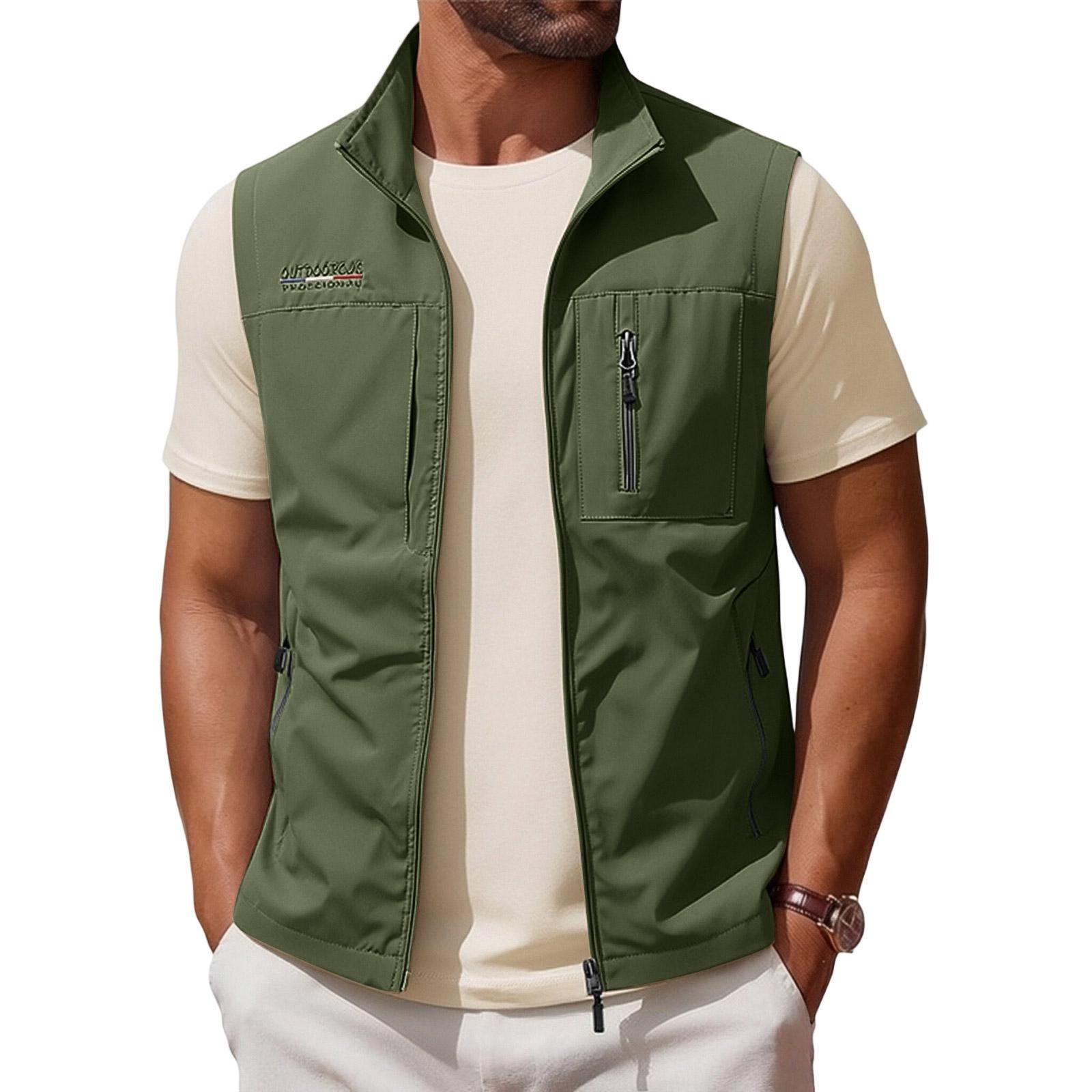 Men s Quick Dry Fishing Vest Outdoor Sleeveless Jacket Lightweight Multi Pocket Utility Workwear Hiking Vest XXL
