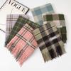 Winter new versatile plaid scarf women's color matching warm fringed scarf checkerboard high-end imitation cashmere scarf