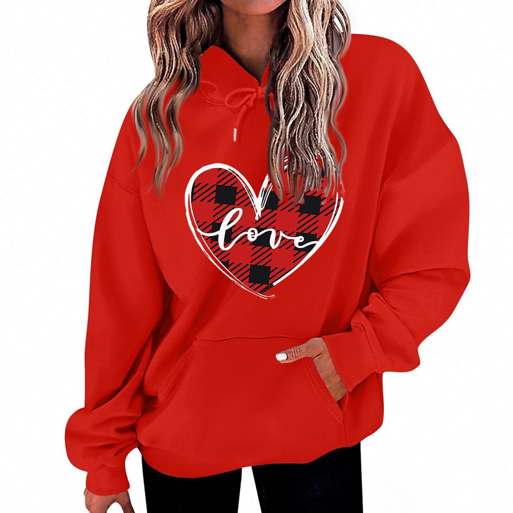 Dámská volná pohodlná ležérní módní mikina s kapucí a dlouhým rukávem s potiskem postaviček