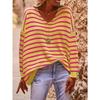 Women S V Neck Long Sleeve Striped Knit Pullover Sweater