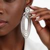Elegant Silver Needle Diamond Tassel Water Drop Stud Earrings – Luxury, Fashionable Ear Ornaments for Women