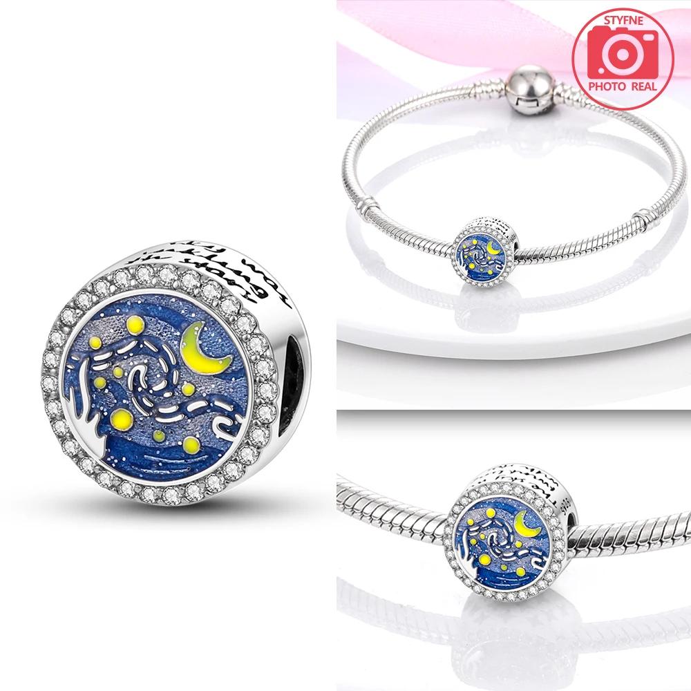 Charms Plata Sparkling Galaxy Beads Copper Colors For Charms Copper Colors Original Bracelet For Jewelry Making