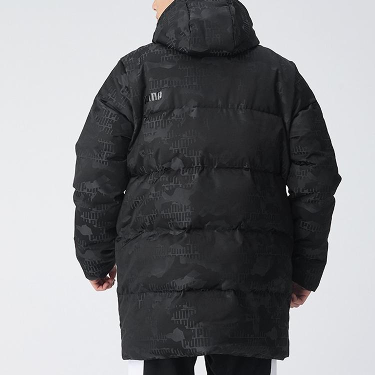 Puma Camo Print Hooded Down Jacket Men Outerwear Black 585502-01