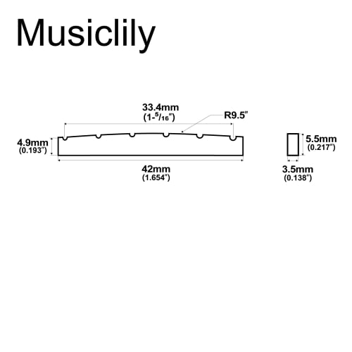 Musiclily Pro 42mm Urea Resin Plastic Pre-Grooved Nuts for 6-String Stratocasters, Flat Bottom, Black (Set of 2)