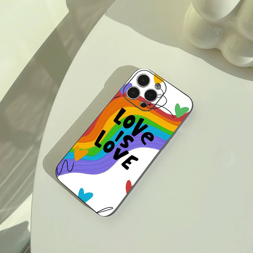 Lesbian LGBT Rainbow Pride Phone Case For iPhone 17,16,15,14,13,12,11 Pro Max,16Plus,XS Soft Black Cover