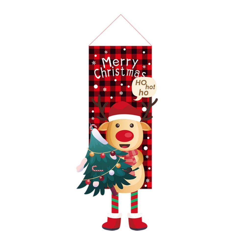 Merry Christmas Porch Door Banner Hanging Ornament Santa Claus Snowman Flag Decoration For Home Xmas Navidad